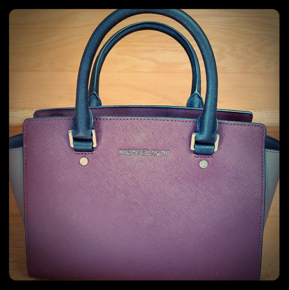 Michael Kors satchel - brown/plum & gray